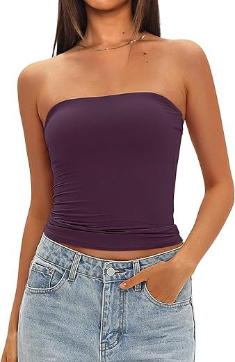 Womens Strapless Slim Fit Tube Top
