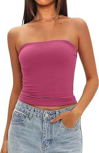 Womens Strapless Slim Fit Tube Top