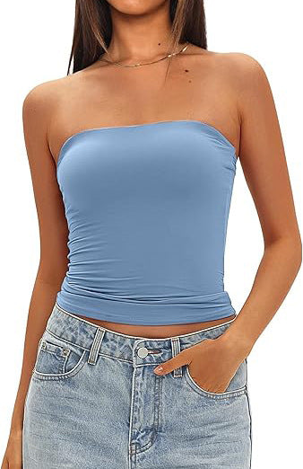 Womens Strapless Slim Fit Tube Top