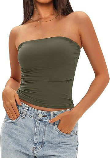 Womens Strapless Slim Fit Tube Top