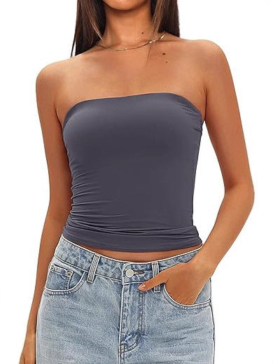 Womens Strapless Slim Fit Tube Top