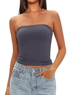 Womens Strapless Slim Fit Tube Top